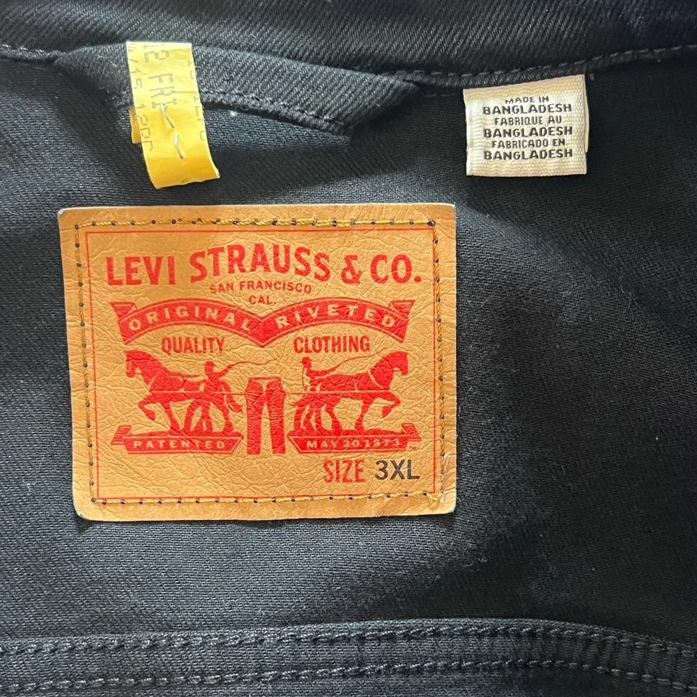 Levi Strauss Trucker Jacket Mens 3XL Black Denim Button Front Classic Cotton - Picture 5 of 5